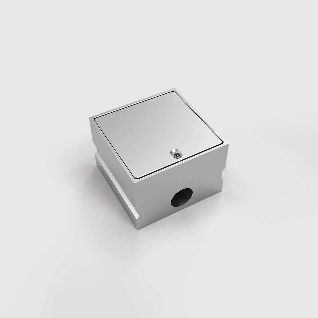 Bodensteckdose, 1-fach, eckig, Klappdeckel aus Aluminium, IP65 (8701A) 4