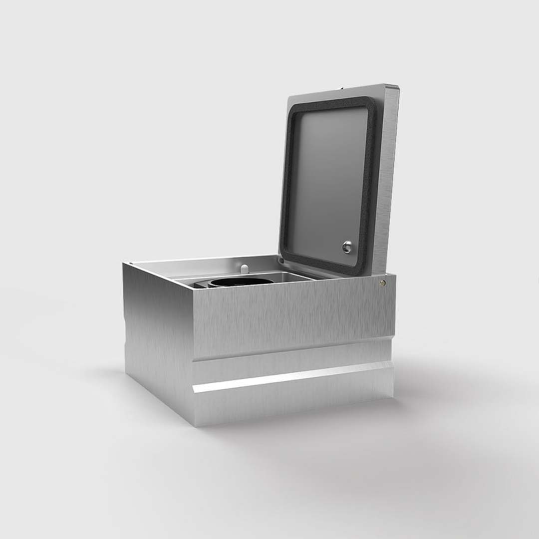 Bodensteckdose, 2-fach, eckig, Klappdeckel aus Aluminium, IP65 (8702A) 4