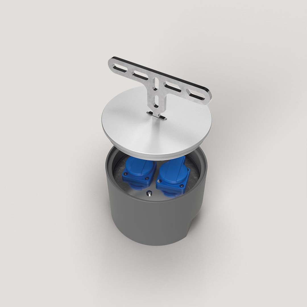 Bodensteckdose, 2-fach, rund, Aluschraubdeckel, IP67, 2x Schuko (7702A) 4