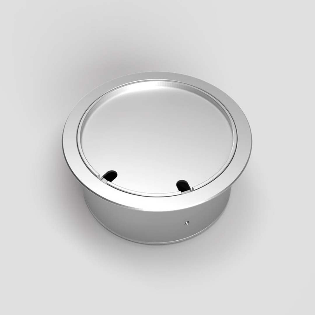 Bodensteckdose, 2-fach, rund, aufliegender Deckel aus Aluminium (9902A) 3