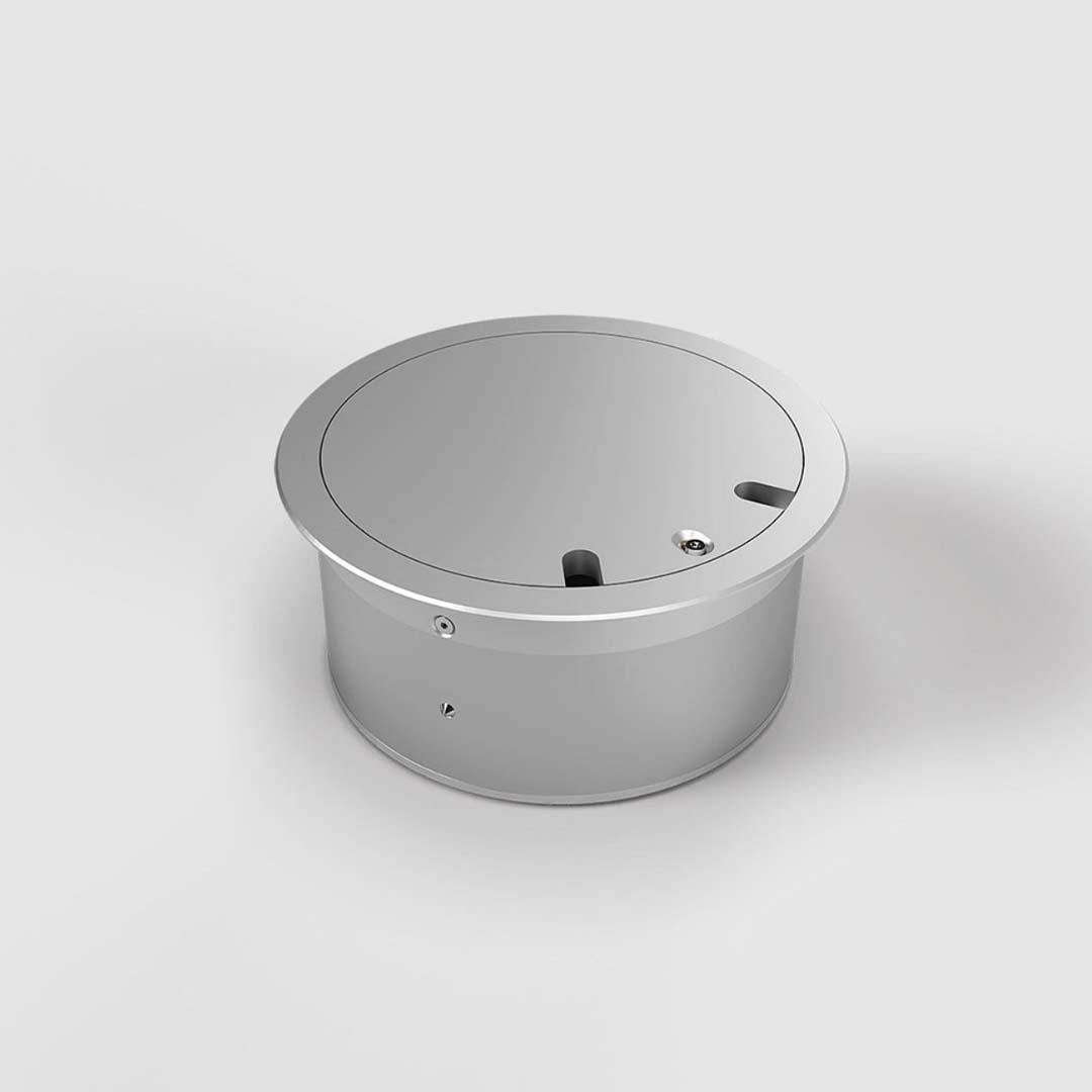 Bodensteckdose, 2-fach, rund, drehbar, IP65, aufliegender Deckel aus Aluminium (9902D) 6