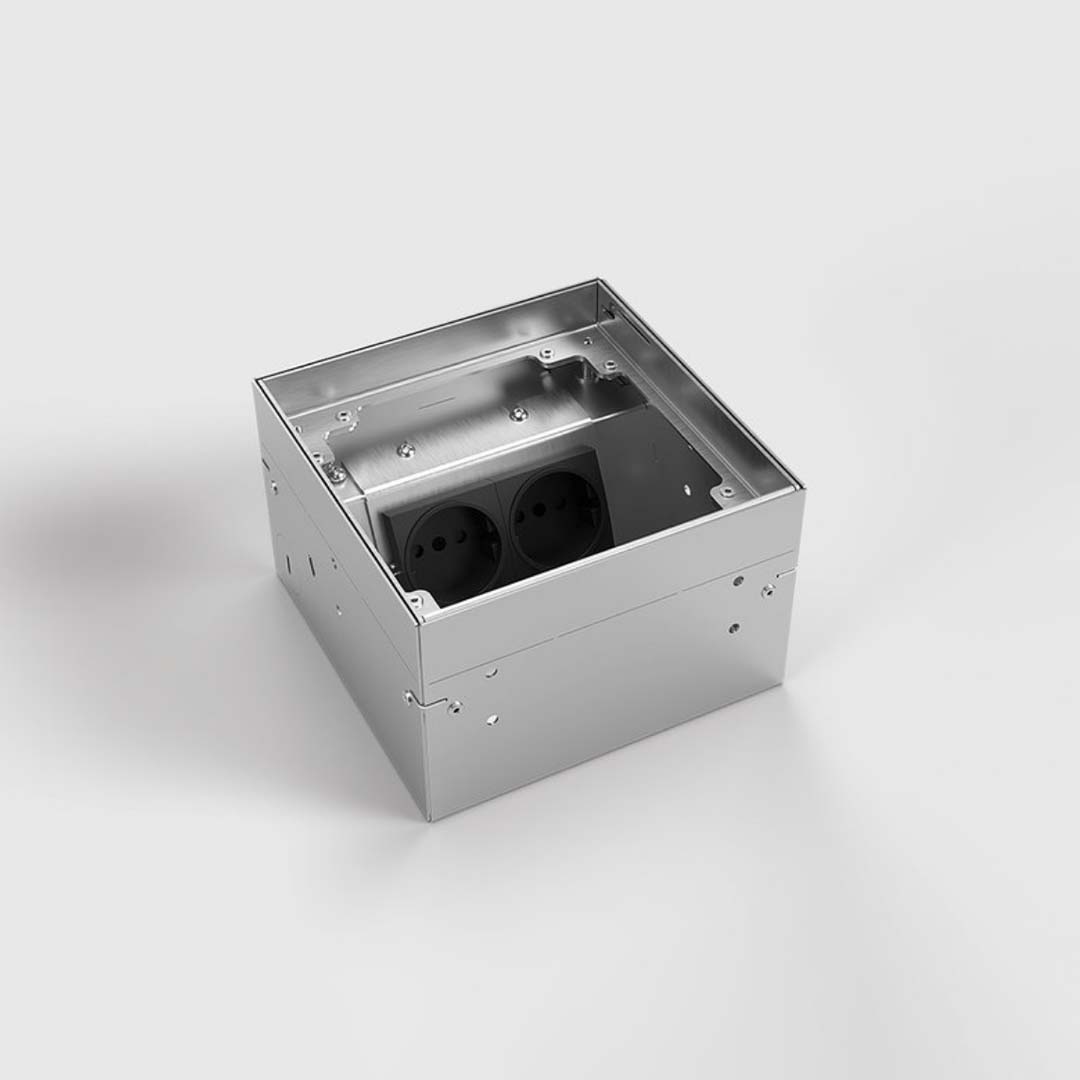 Bodentank, 2-fach, belegbar, Klappdeckel aus Edelstahl mit Bürstenauslass (8902BB) 3