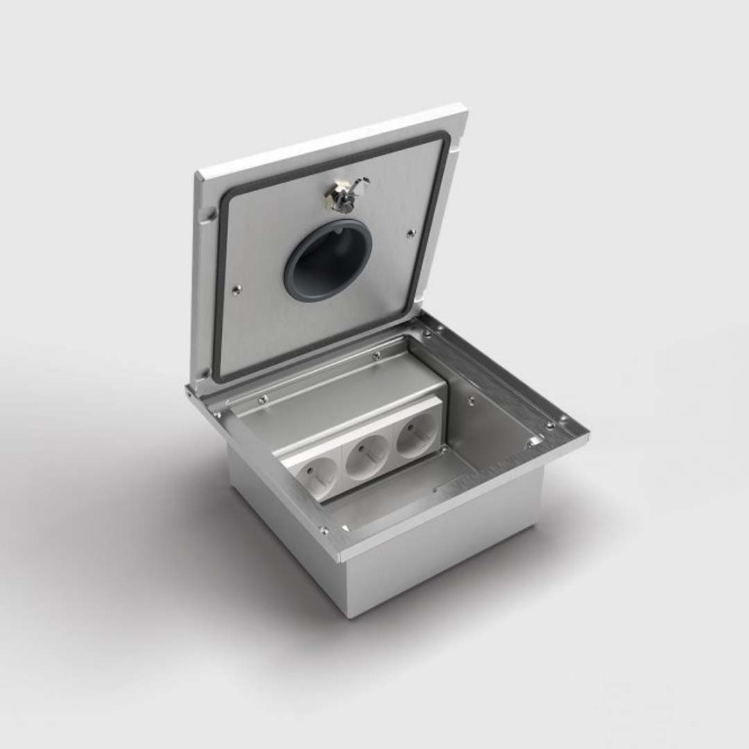 Bodentank, 3-fach, eckig, Klappdeckel aus Aluminium, mit Tubus, IP65 (2003Q) 2