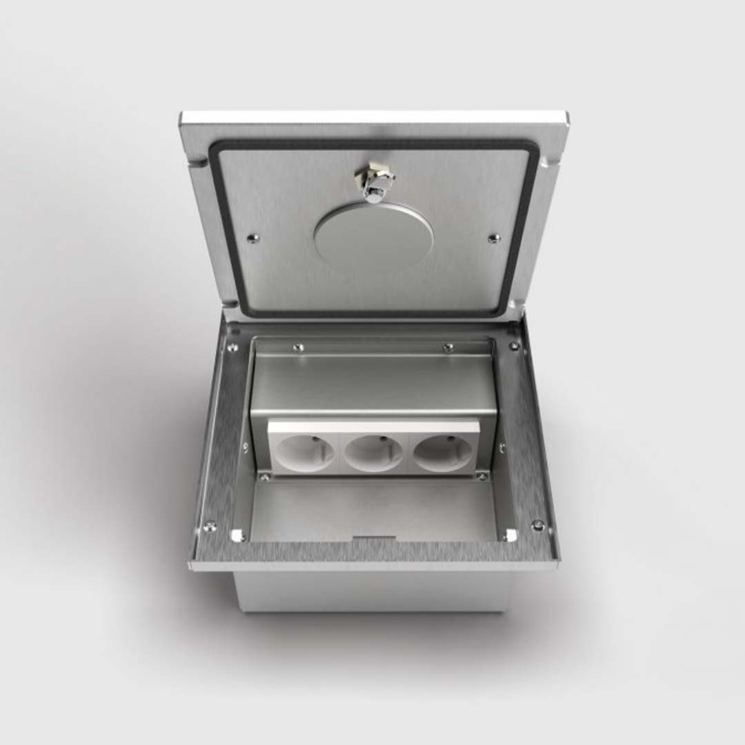 Bodentank, 3-fach, eckig, Klappdeckel aus Aluminium, mit Tubus, IP65 (2003Q) 3