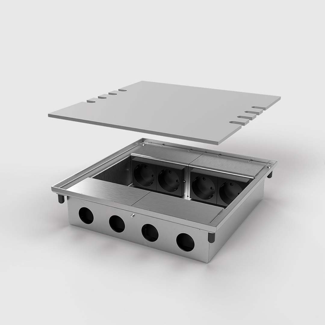 Bodentank, 8-fach, eckig, aufliegender Deckel aus Aluminium (8808A) 1