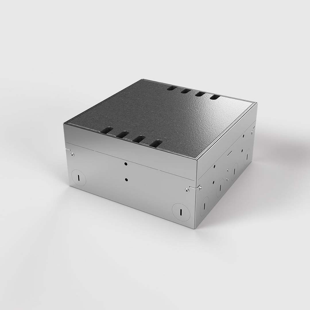 Bodentank, 8-fach, höhenverstellbar, belegbar, Klappdeckel aus Edelstahl mit Kabelauslass (8908B) 2