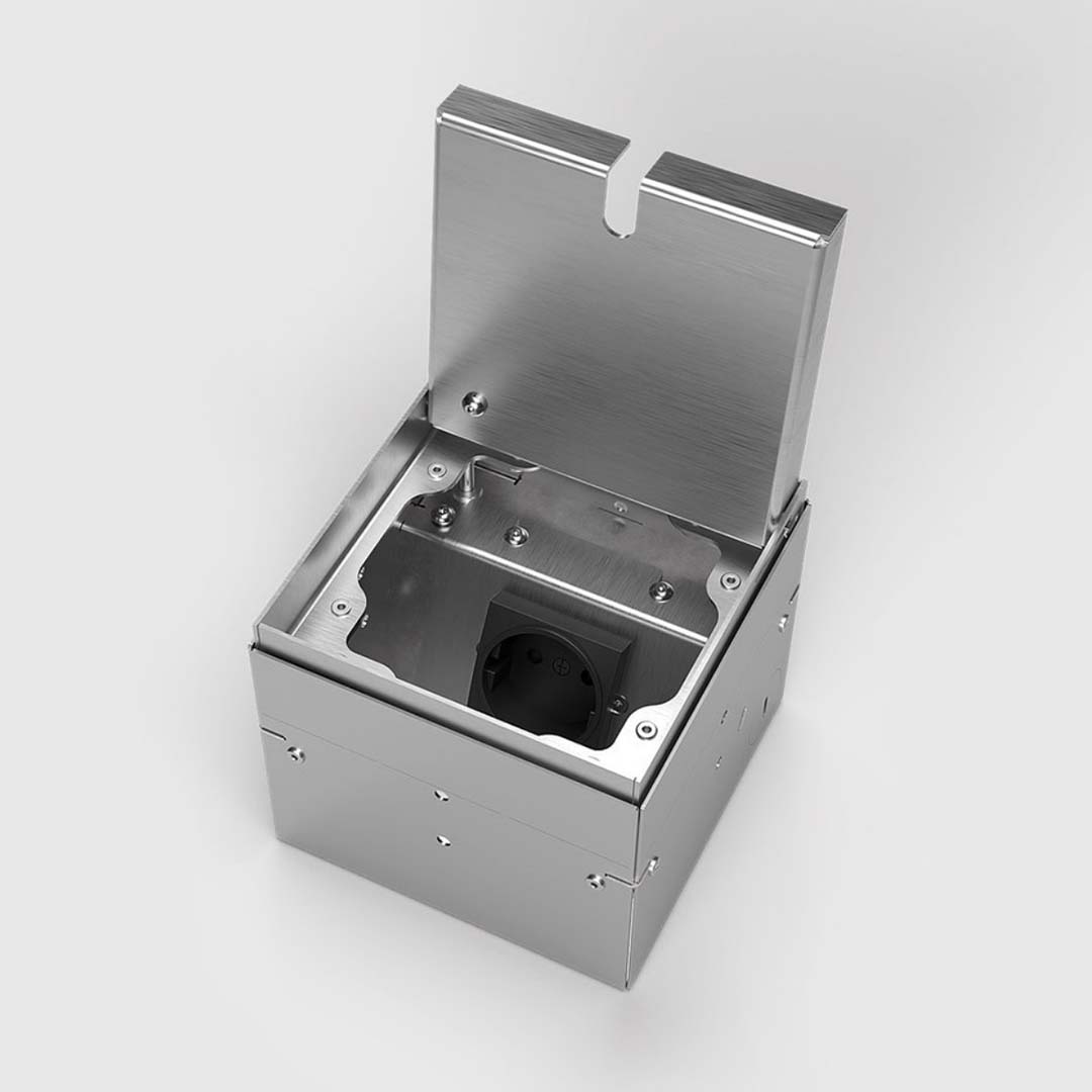 Bodentank, höhenverstellbar, belegbar, Klappdeckel aus Edelstahl (8901B) 1