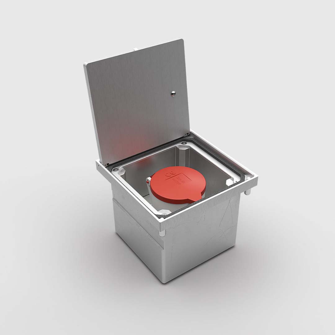 CEE-Bodentank, 1-fach, eckig, Klappdeckel aus Aluminium, IP64 (8310A) 1