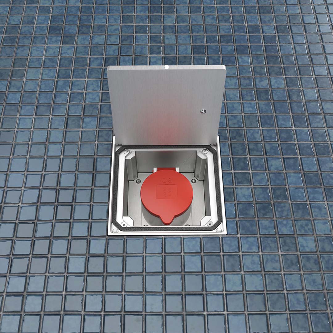 CEE-Bodentank, 1-fach, eckig, Klappdeckel aus Aluminium, IP64 (8310A) 3