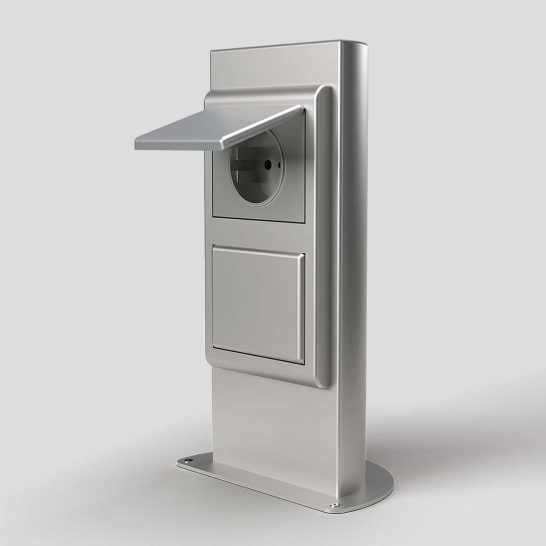 Energiesäule, 230mm hoch, halbrund, Edelstahl (ES301-1) 1