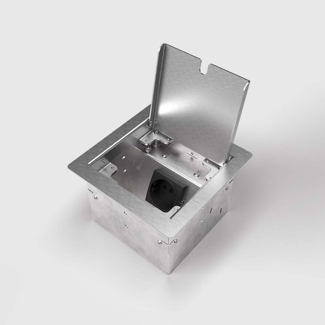 Hohlbodentank, 1-fach, eckig, Rahmen und Klappdeckel aus Edelstahl (8501E) 1