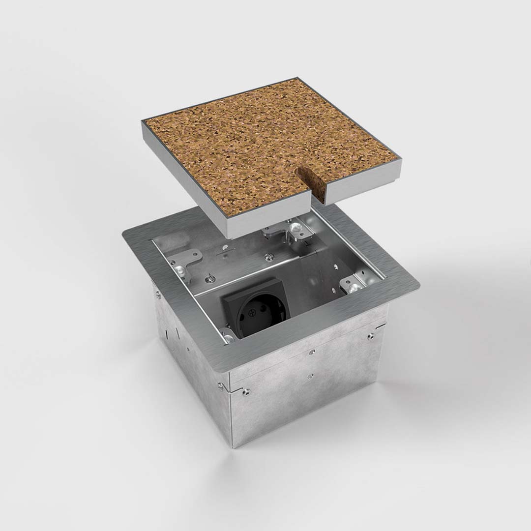 Hohlbodentank, 1-fach, eckig, belegbar, Rahmen und Klappdeckel aus Edelstahl (8501B) 1