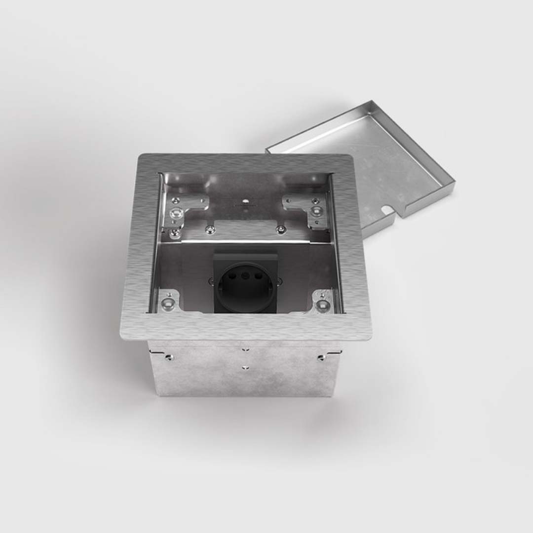 Hohlbodentank, 1-fach, eckig, belegbar, Rahmen und Klappdeckel aus Edelstahl (8501B) 4