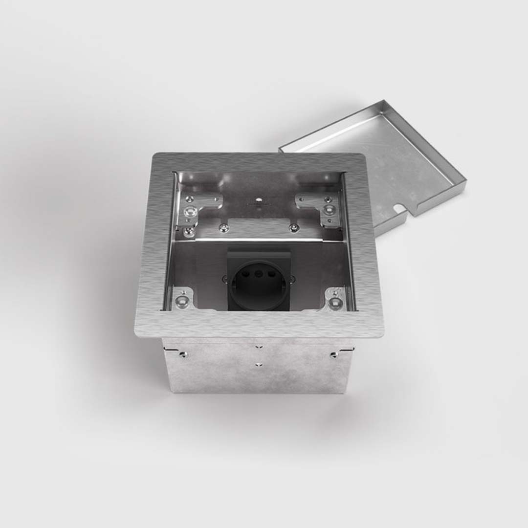 Hohlbodentank, 1-fach, eckig, belegbar, Rahmen und Klappdeckel aus Edelstahl (8501B) 5