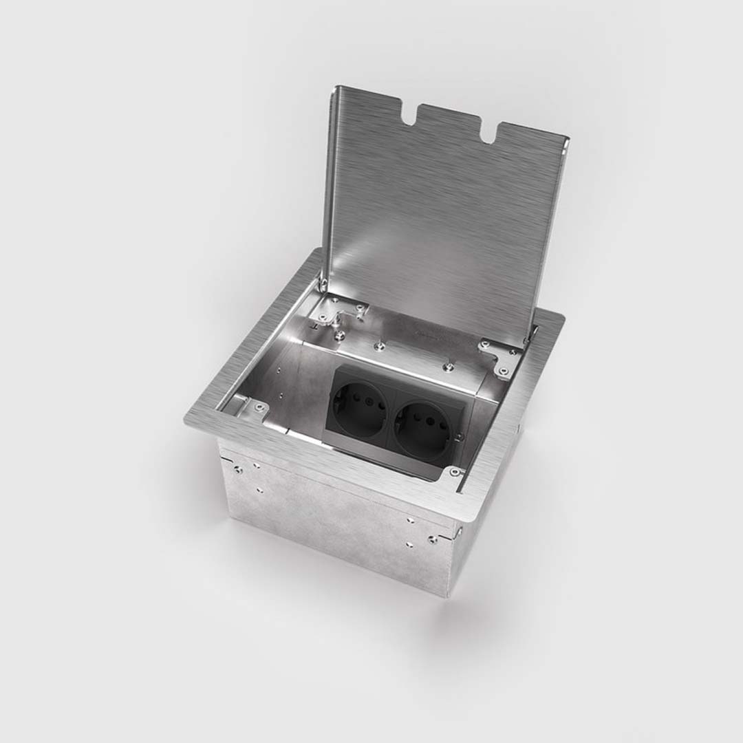 Hohlbodentank, 2-fach, eckig, Rahmen und Klappdeckel aus Edelstahl (8502E) 1