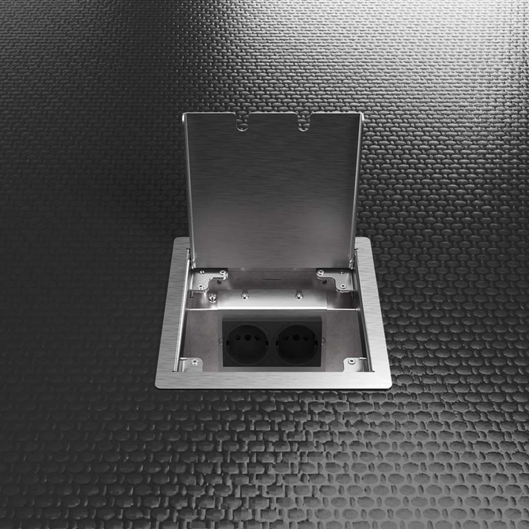 Hohlbodentank, 2-fach, eckig, Rahmen und Klappdeckel aus Edelstahl (8502E) 5