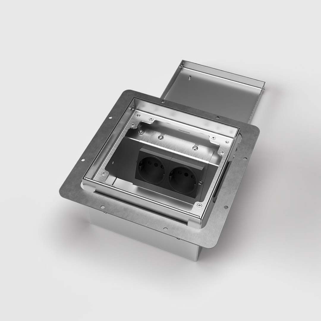 Hohlbodentank, 2-fach, höhenverstellbar, belegbar, Klappdeckel aus Edelstahl (8902H) 1