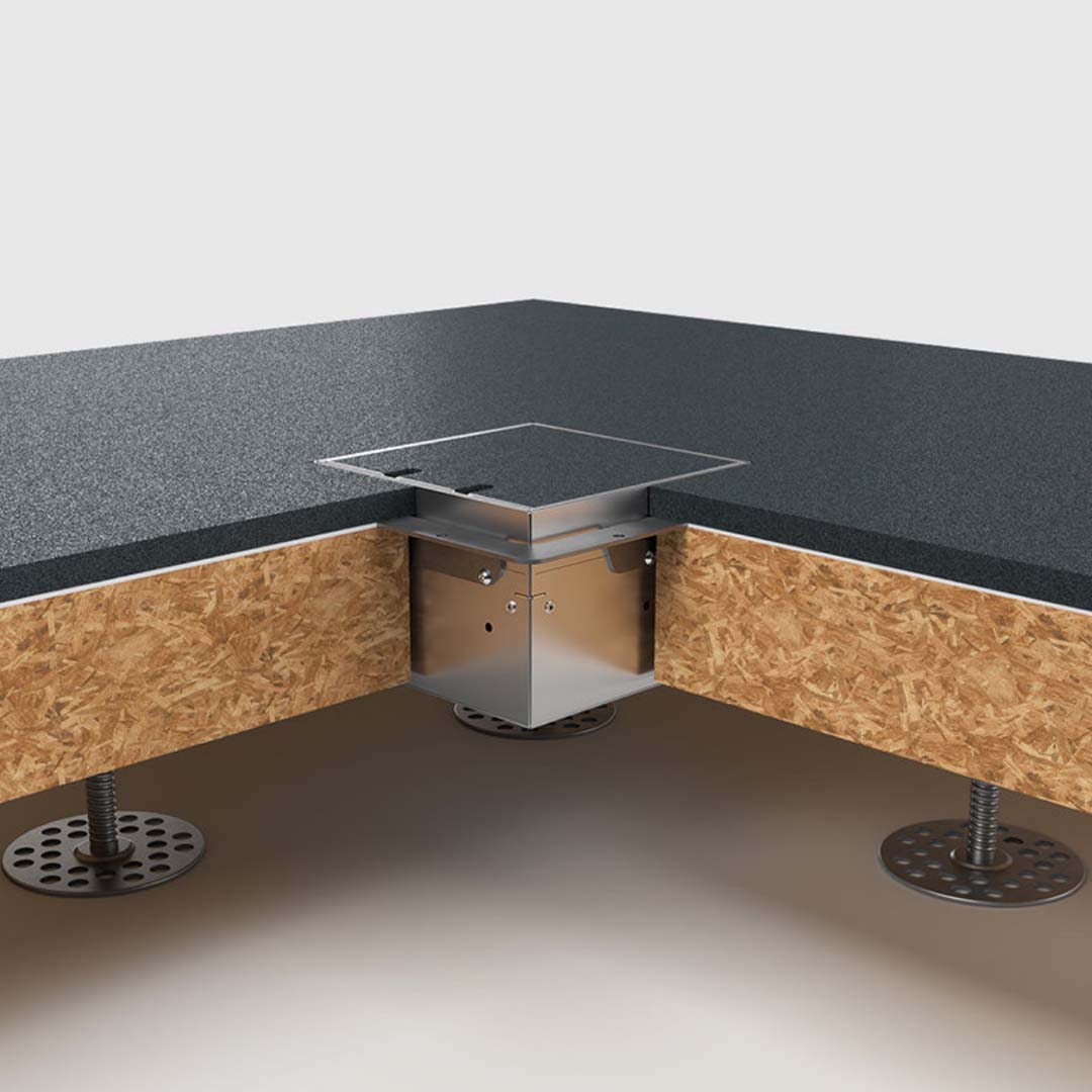 Hohlbodentank, 2-fach, höhenverstellbar, belegbar, Klappdeckel aus Edelstahl (8902H) 2