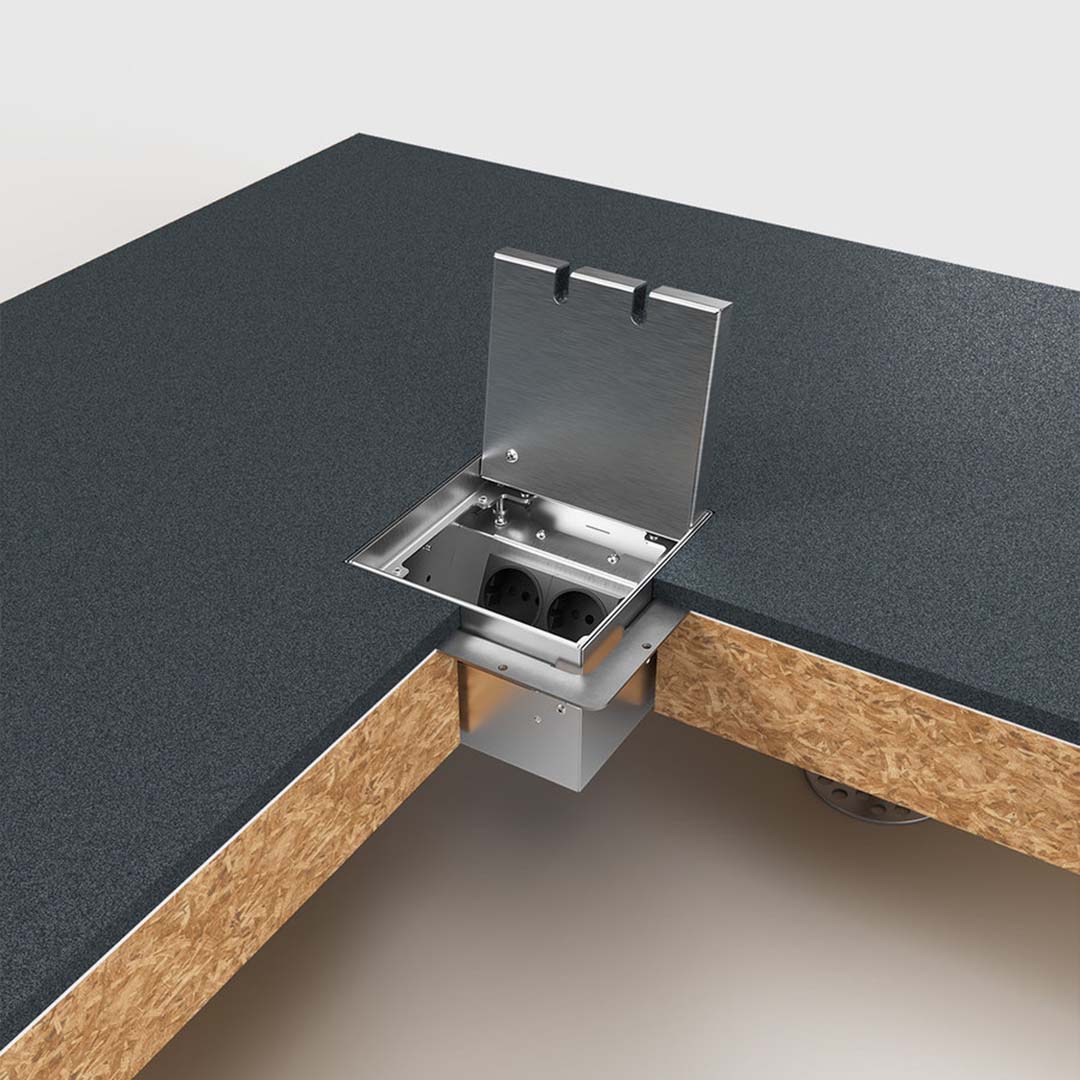 Hohlbodentank, 2-fach, höhenverstellbar, belegbar, Klappdeckel aus Edelstahl (8902H) 3