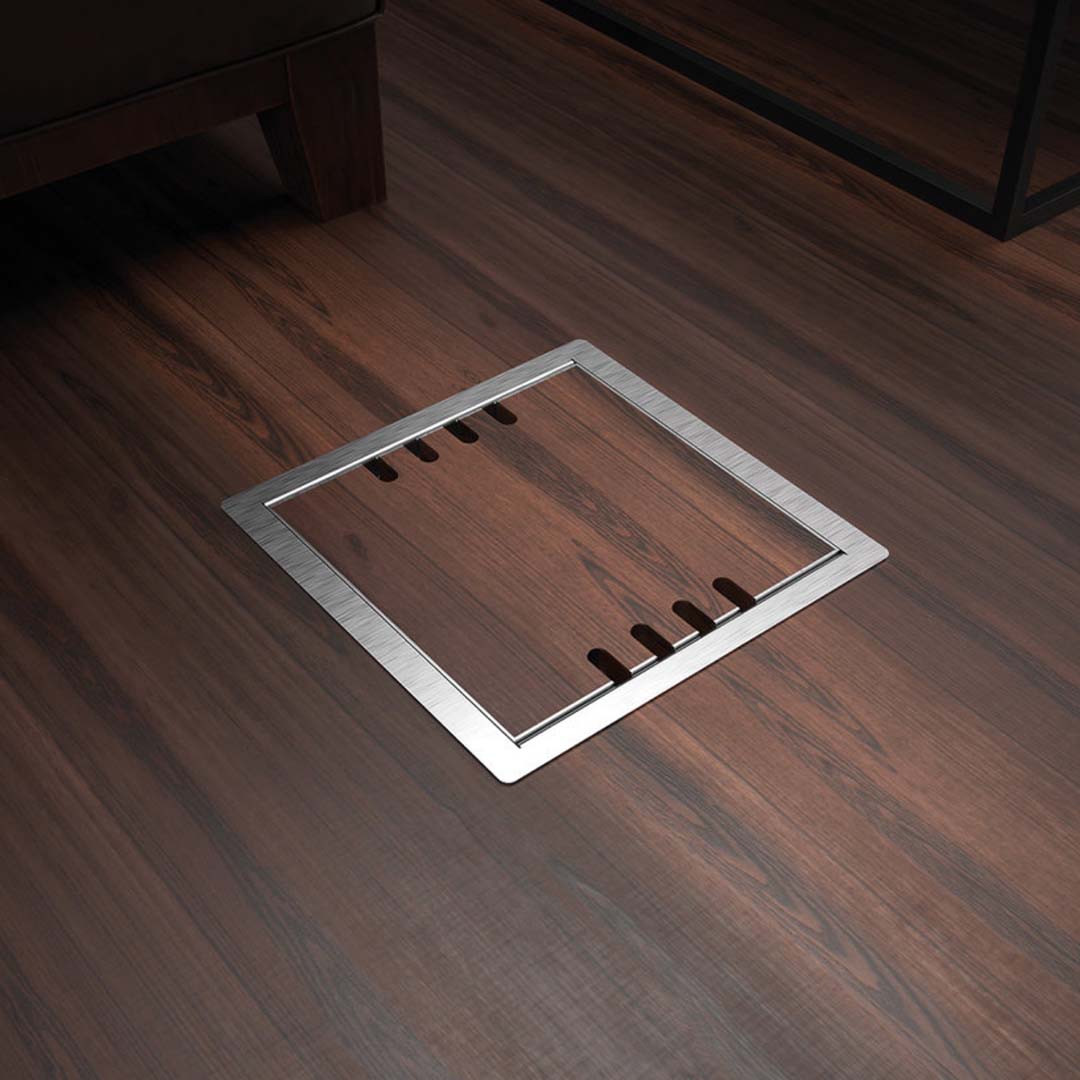 Hohlbodentank, 8-fach, eckig, belegbar, Rahmen und Klappdeckel aus Edelstahl (8508B) 2