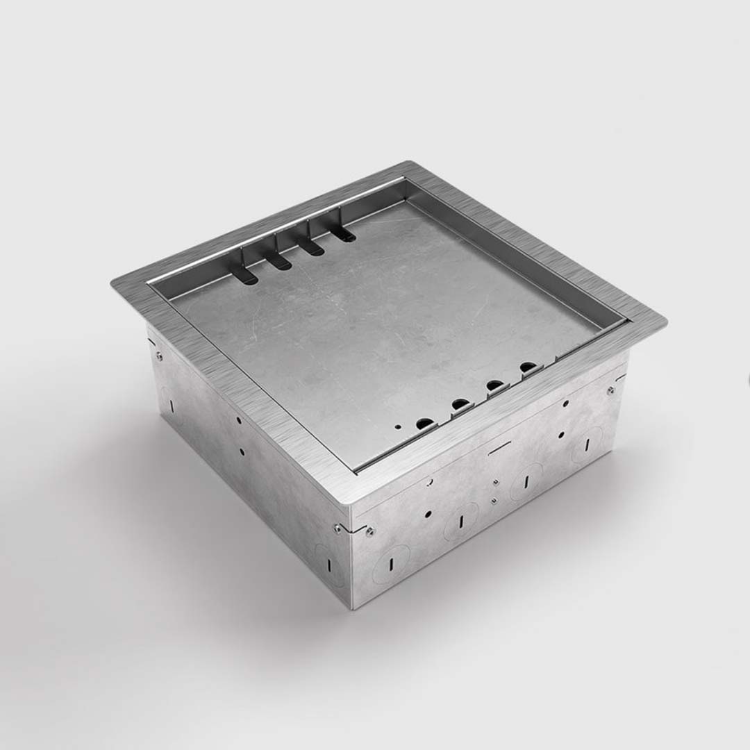Hohlbodentank, 8-fach, eckig, belegbar, Rahmen und Klappdeckel aus Edelstahl (8508B) 5