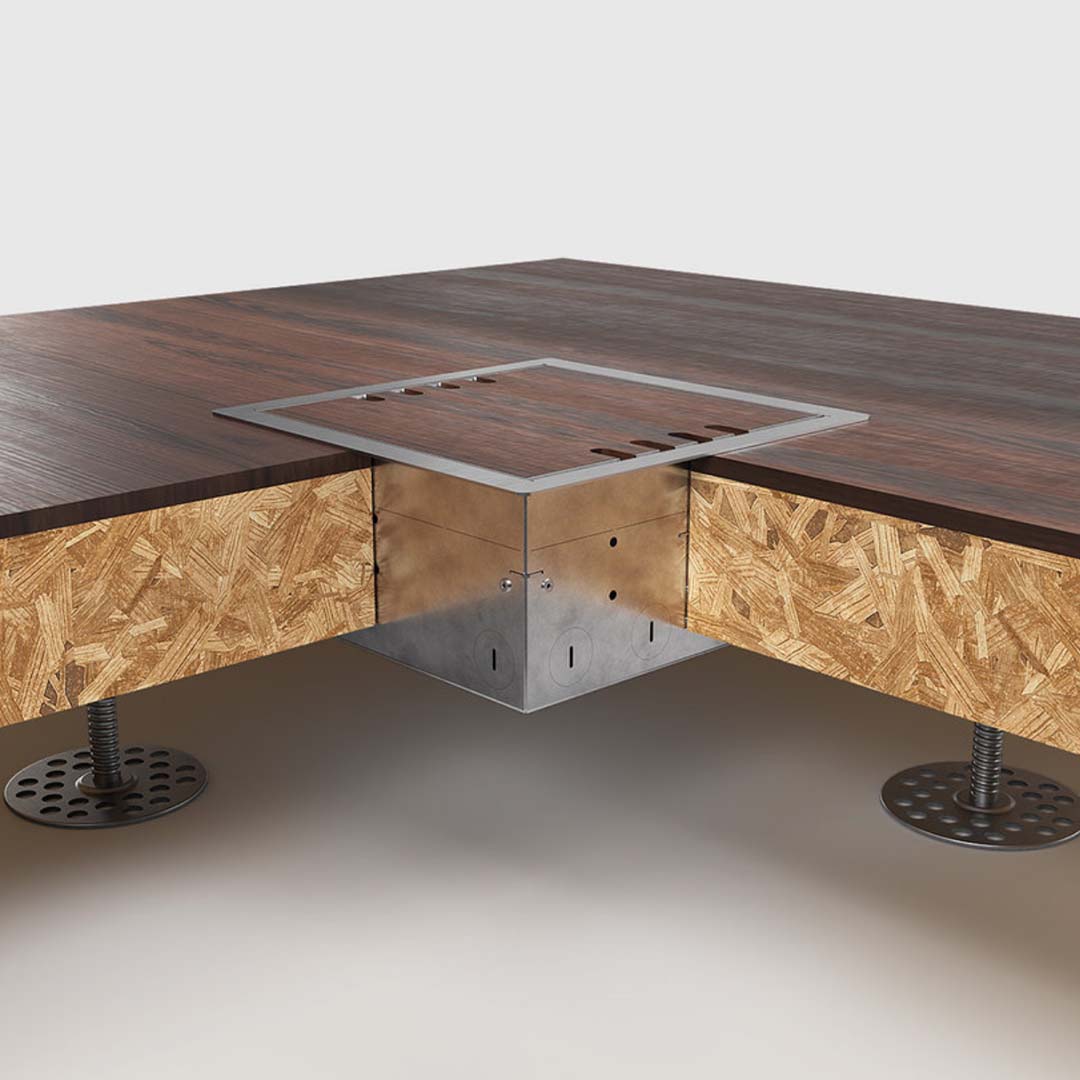 Hohlbodentank, 8-fach, eckig, belegbar, Rahmen und Klappdeckel aus Edelstahl (8508B) 6